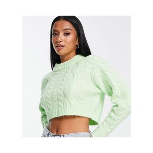 Miss Selfridge Womens Petite Heritage Chunky Cable Jumper In Green Acrylic/polyester - Size Large