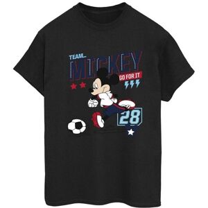 Disney Womens/ladies Mickey Mouse Team Football Cotton Boyfriend T-Shirt (Black) - Size Large