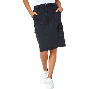 Roman Womens Cotton Blend Cargo Stretch Skirt - Charcoal - Size 10 Uk