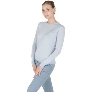 Crown Of Edinburgh Cashmere Womens Long Sleeve Art 004 Light Blue Letter C - Sky Blue - Size Large