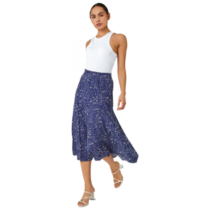 Dusk Womens Confetti Spot Print Midi Skirt - Navy - Size 6 Uk