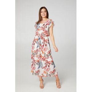 Izabel London Womens Floral Belted Maxi Dress - White - Size Uk 8-10 (Womens)