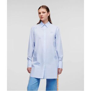 Karl Lagerfeld Womens Stripe Tunic Shirt Embroidery - Blue Cotton - Size Eu 40 (Womens)