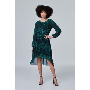 Izabel London Womens Green Leopard Print Sheer Sleeve Dress - Size 10 Uk