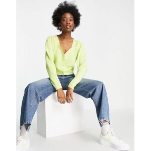 Miss Selfridge Womens Chartruese Puff Sleeve Cardigan - Lgreen - Lime Green - Size X-Small