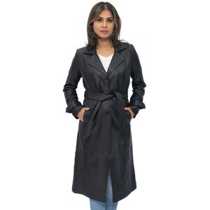 Infinity Leather Womens Full Length Trench Coat-Alhambra - Black - Size 18 Uk