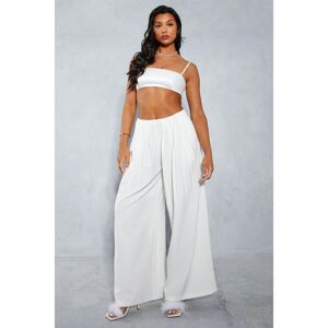 Misspap Womens Tailored Oversized Pleat Detail Trousers - White - Size 6 Regular