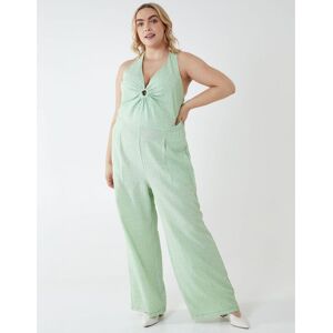 Blue Vanilla Womens Plus Sized Halter Neck Culotte Green Jumpsuit - Size 22 Uk