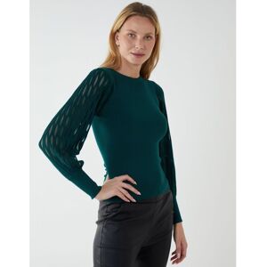 Blue Vanilla Womens Cut Out Sleeve Jumper - Green Nylon - Size Medium