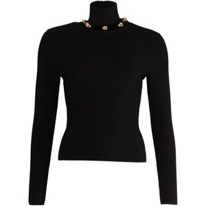 Alexander Mcqueen Pre-Owned Womens Metallic Sphere High-Neck Sweater In Black Viscose - Size Small