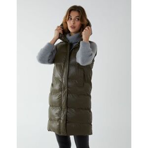 Blue Vanilla Womens Hooded Puffer Gilet - Khaki - Size Large