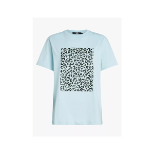 Karl Lagerfeld Womens Kl Leopard Print T-Shirt Short Sleeve Crew Neck - Blue - Size Small