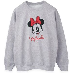 Disney Womens/ladies Minnie Mouse Face Heather Sweatshirt (Heather Grey) - Size Large