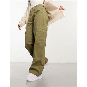 Asos Design Womens Oversized Cargo Trouser In Olive-Green - Brown - Size 8 Uk