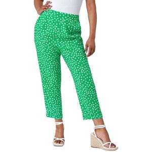 Roman Petite Womens Floral Tapered Stretch Trouser - Green - Size 10 Uk