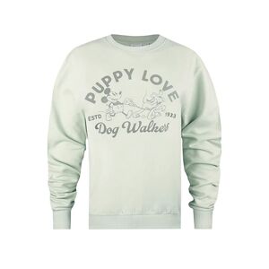 Disney Womens/ladies Puppy Love Crew Neck Sweatshirt (Sage) - Grey - Size Large