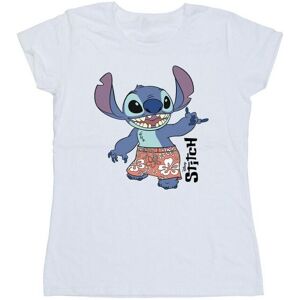 Disney Womens/ladies Lilo & Stitch Bermuda Shorts Cotton T-Shirt (White) - Size Large