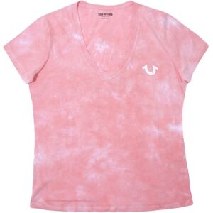 True Religion Womenss Foil Triangle Logo V-Neck T-Shirt In Coral - Pink - Size X-Small