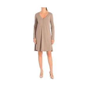 United Colors Of Benetton Womens Long Sleeve Dress 3bcjv7044 Woman - Brown Cotton - Size X-Small