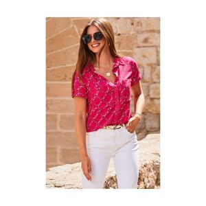 Sosandar Womens Pink Chain Print Short Sleeve Shirt Viscose - Size 14 Uk