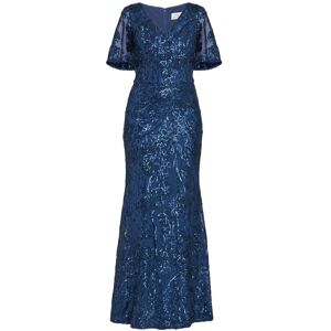 Gina Bacconi Womens Jeselle Long A-Line Sequin Dress - Navy - Size 12 Uk