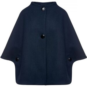 Conquista Womens Navy Blue Faux Mouflon Cape With Buttons - Size X-Large