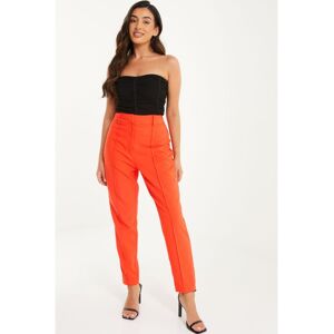 Quiz Womens Petite Orange High Waist Tailored Trousers - Size 8 Uk