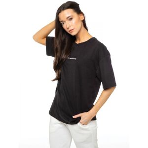 Enzo Womens Ladies Print Oversized T-Shirt - Black Cotton - Size Large