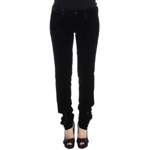 Ermanno Scervino Womens Black Viscose Blend Velvet Slim Fit Pants - Multicolour - Size X-Large