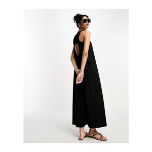 Asos Design Womens Sleeveless Crochet High Neck Maxi Dress In Black - Size 4 Uk