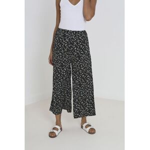 Brave Soul Womens Black 'Summer Wide Leg Elasticated Wasit Floral Trousers - Size X-Small