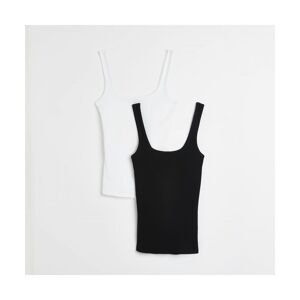 River Island Womens Vest - 2 Pack - Black - Multicolour - Size 18 Uk
