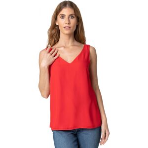 Roman Womens V-Neck Sleeveless Vest Top - Red - Size 10 Uk