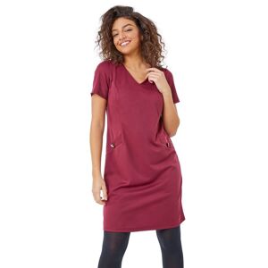 Roman Petite Womens Pocket Tunic Dress - Wine - Size 8 Uk
