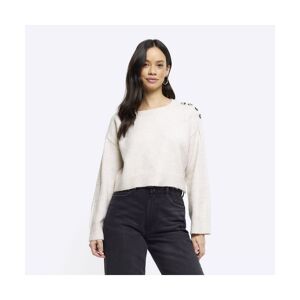 River Island Womens Jumper Beige Cropped - Size X-Small