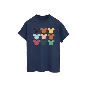 Disney Womens/ladies Mickey Mouse Heads Square Cotton Boyfriend T-Shirt (Navy Blue) - Size Large