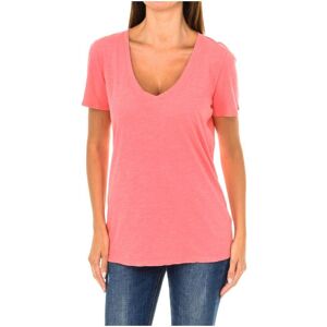 Armani Womenss Short-Sleeved V-Neck T-Shirt 3y5t45-5jzmz - Pink Cotton - Size Eu 38 (Womens)