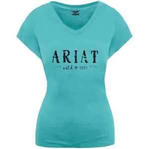 Ariat Logo Womens Turquoise T-Shirt Spandex - Size X-Small