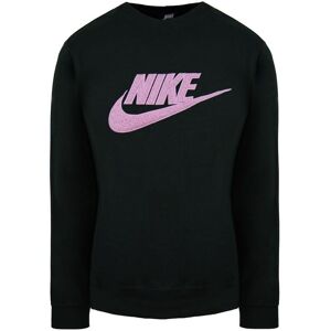 Nike Loose Fit Long Sleeve Crew Neck Black Womens Sweatshirt Dc5139 010 Cotton - Size Large