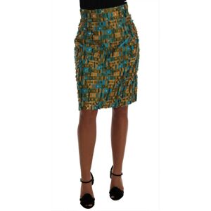 Dolce & Gabbana Womens Multicolor Jacquard Straight Pencil Skirt - Black Silk - Size Medium