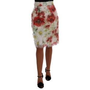 Dolce & Gabbana Womens Floral Patterned Pencil Straight Skirt - Brown - Size Medium