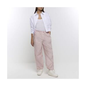 River Island Womens Parachute Trousers Pink Low Rise Baggy Pants Cotton - Size 6 Regular