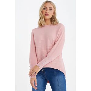 Quiz Womens Pink Light Knit Buttoned Jumper Nylon - Size Large