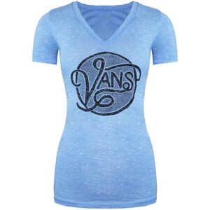 Vans Off The Wall Graphic Logo V-Neck Short Sleeve Blue Womens T-Shirt Vvzi9nm Cotton - Size X-Small