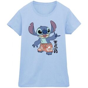 Disney Womens/ladies Lilo & Stitch Bermuda Shorts Cotton T-Shirt (Baby Blue) - Light Blue - Size Large