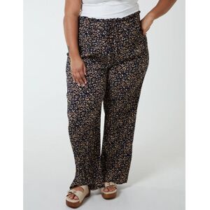 Blue Vanilla Womens Curve Leopard Print Plisse Culotte - Navy Viscose - Size Uk 22-24