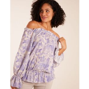 Blue Vanilla Womens Butterfly Floral Print Gypsy Chiffon Blouse - Lilac - Size Medium/large