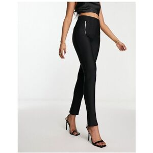 Asos Design Womens Ponte Peg Trouser With Zips Pockets In Black Viscose - Size 6 Uk