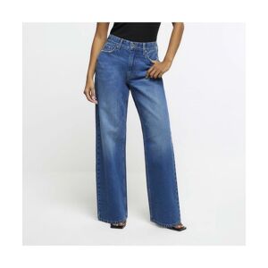 River Island Womens Straight Jeans Petite Blue Mid Rise Cotton - Size 8 Extra Short (Uk Women'S)