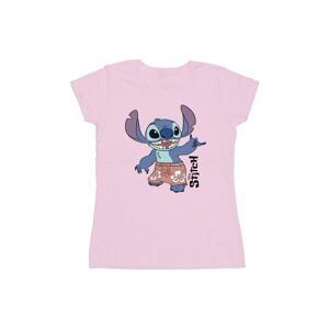 Disney Womens/ladies Lilo & Stitch Bermuda Shorts Cotton T-Shirt (Baby Pink) - Size X-Large